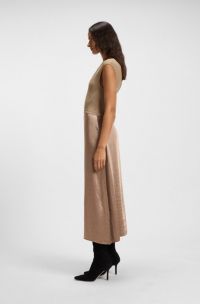 Robe en maille avec jupe en satin, Beige