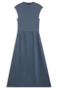 Knitted dress with satin skirt, Blue