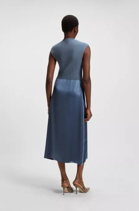 Knitted dress with satin skirt