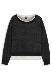 Knitted sweater with layered design, White / Black