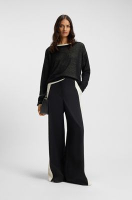 Knitted sweater with layered design, White / Black