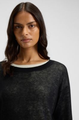 Knitted sweater with layered design, White / Black