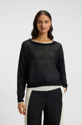 Knitted sweater with layered design, White / Black