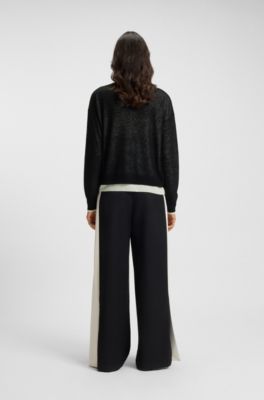 Knitted sweater with layered design, White / Black