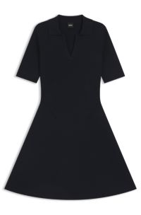 Knitted dress with skipper collar, Dark Blue