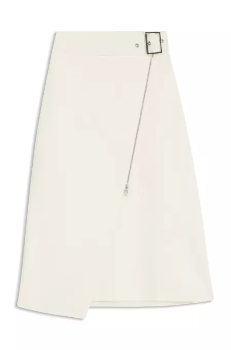 Belted skirt with faux zip