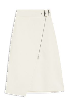 Belted skirt with faux zip