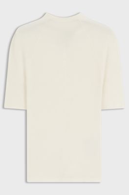 Mock-neck sweater in merino wool, Natural