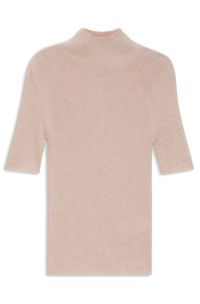 Mock-neck sweater in merino wool, light pink