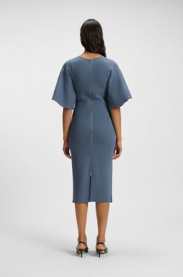 Knitted dress with stitched details, Blue