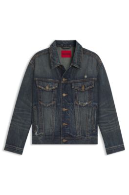 Regular-fit jacket in mid-blue denim, Blue
