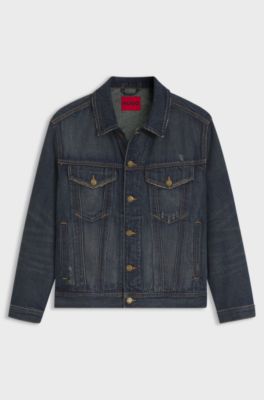 Regular-fit jacket in mid-blue denim, Blue