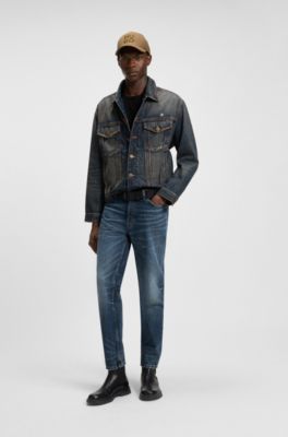 Regular-fit jacket in mid-blue denim, Blue