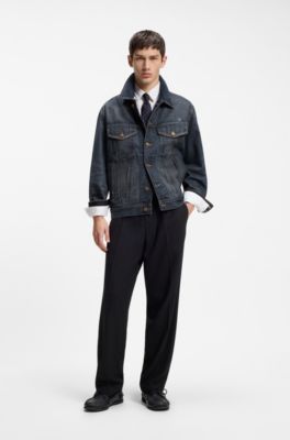 Regular-fit jacket in mid-blue denim, Blue