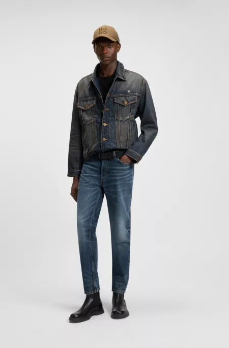 Regular-fit jacket in mid-blue denim