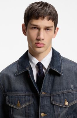 Regular-fit jacket in mid-blue denim, Blue