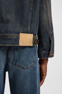 Regular-fit jacket in mid-blue denim, Blue