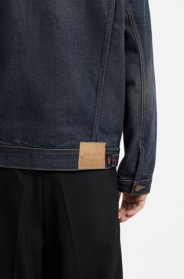 Regular-fit jacket in mid-blue denim, Blue