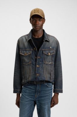 Regular-fit jacket in mid-blue denim, Blue