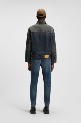 Regular-fit jacket in mid-blue denim, Blue