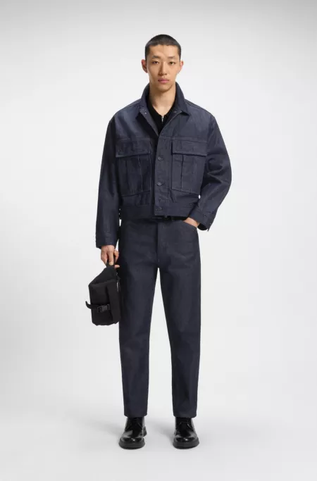 Relaxed-fit jeans in dark-blue Japanese denim