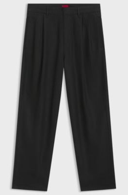 Relaxed-fit jeans in black waxed denim, Black