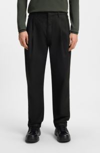 Relaxed-fit jeans in black waxed denim, Black