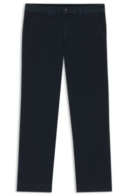 Straight-fit trousers in stretch-cotton twill, Dark Blue