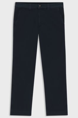 Straight-fit trousers in stretch-cotton twill, Dark Blue