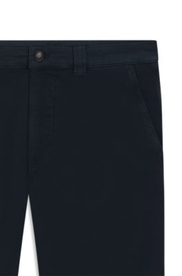 Straight-fit trousers in stretch-cotton twill, Dark Blue