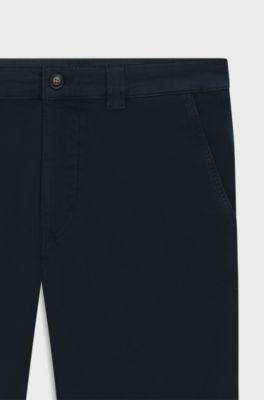 Straight-fit trousers in stretch-cotton twill, Dark Blue