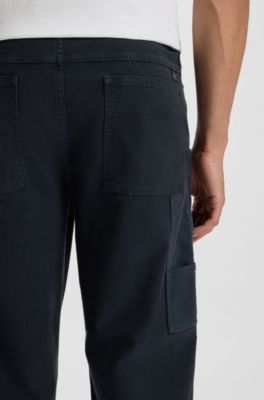Straight-fit trousers in stretch-cotton twill, Dark Blue