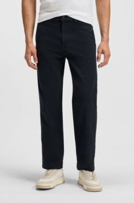 Straight-fit trousers in stretch-cotton twill, Dark Blue