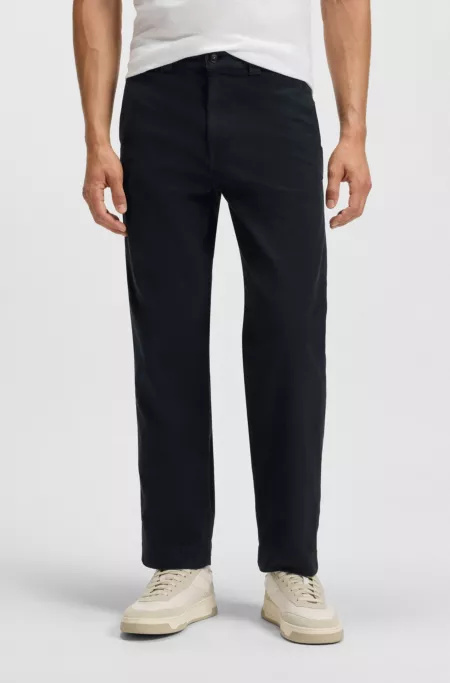 Straight-fit trousers in stretch-cotton twill