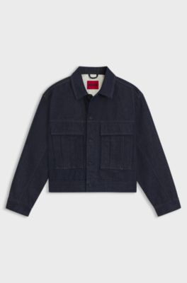 Relaxed-fit jacket in dark-blue Japanese denim, Dark Blue