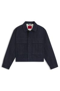 Relaxed-fit jacket in dark-blue Japanese denim, Dark Blue