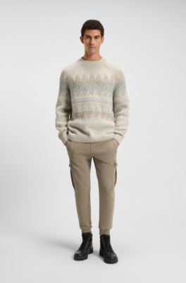 Relaxed-fit cotton-terry tracksuit bottoms with cargo pockets, Light Brown