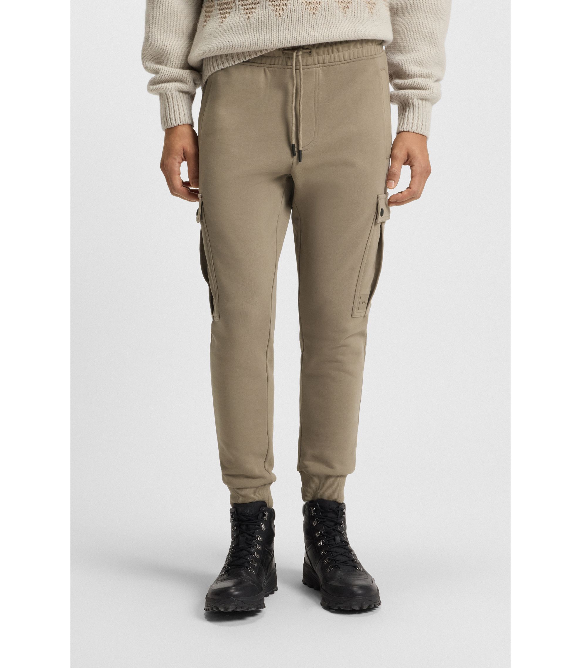 BOSS Pantaloni della tuta relaxed fit in terry di cotone con