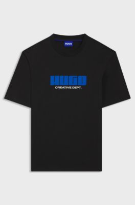 Cotton-jersey T-shirt with logo artwork, Black