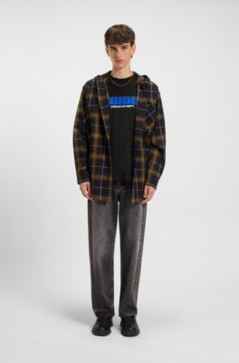 Cotton-jersey T-shirt with logo artwork, Black