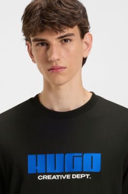 Cotton-jersey T-shirt with logo artwork, Black