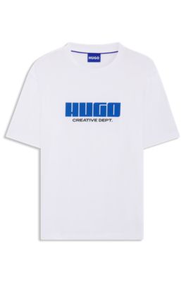 Cotton-jersey T-shirt with logo artwork, White