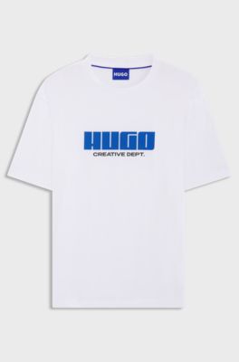 Cotton-jersey T-shirt with logo artwork, White