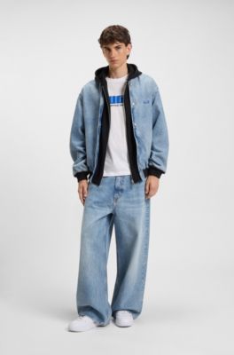 Cotton-jersey T-shirt with logo artwork, White