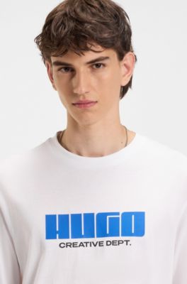 Cotton-jersey T-shirt with logo artwork, White