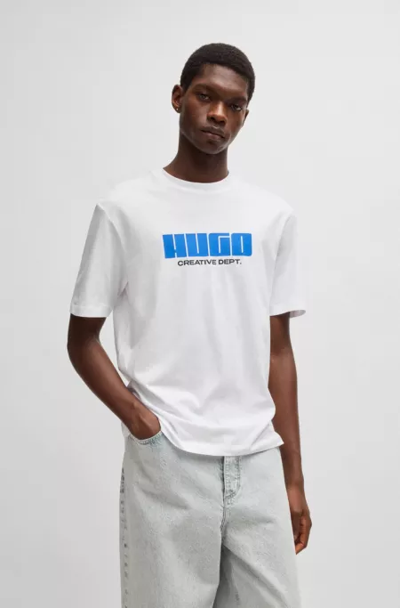 Cotton-jersey T-shirt with logo artwork
