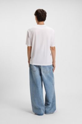 Cotton-jersey T-shirt with logo artwork, White