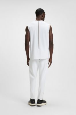 Active stretch-gabardine tracksuit bottoms with thermoregulating technology, White
