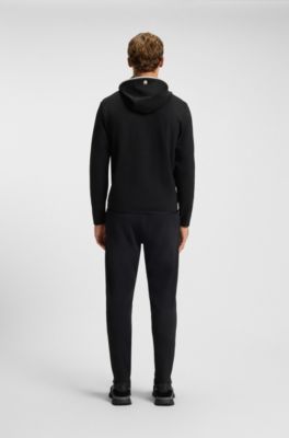 Active stretch-gabardine zip-up hoodie with thermoregulating technology, Black