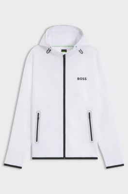 Active stretch-gabardine zip-up hoodie with thermoregulating technology, White